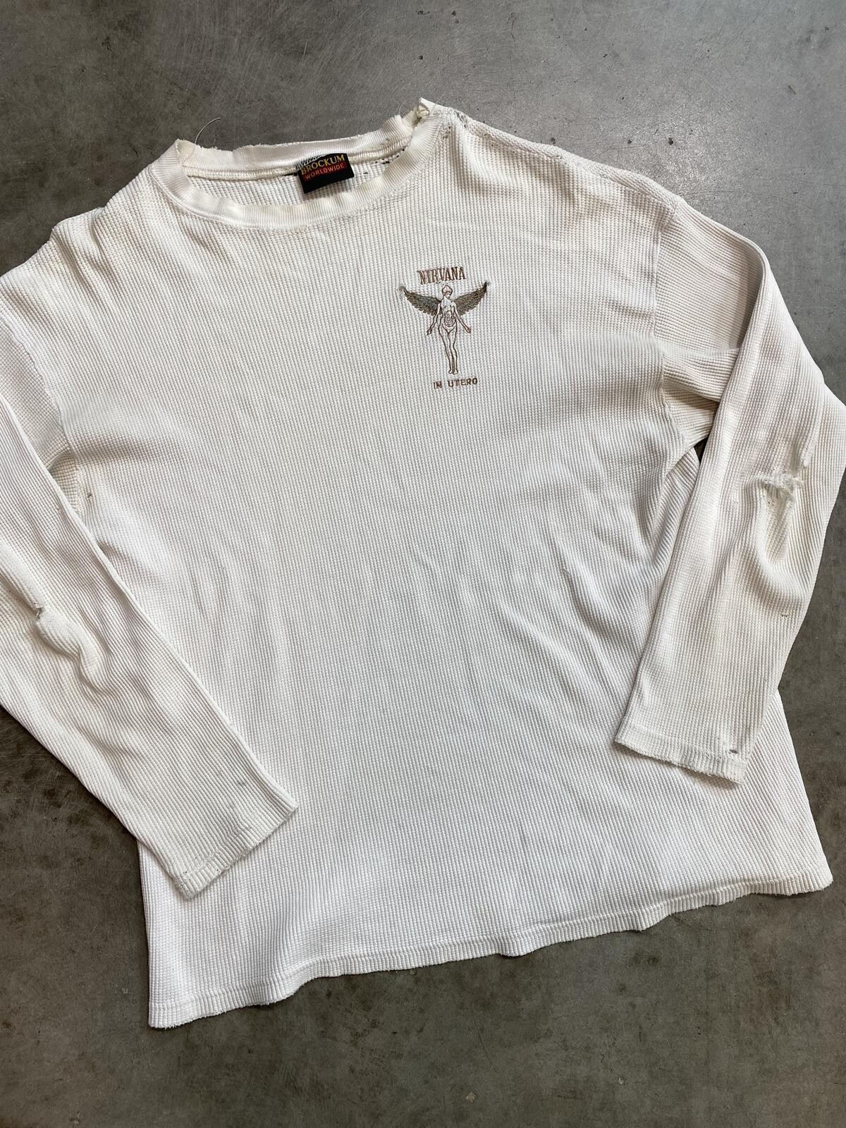 Vintage 90s Nirvana In Utero Tour Thermal long sleeve XL 23X28 distressed