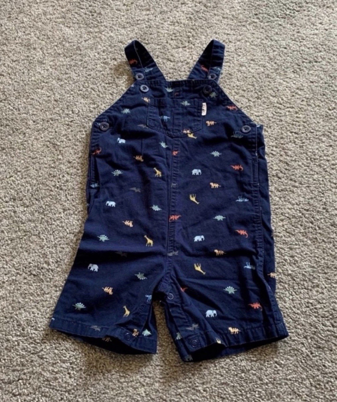 Carter’s 24M Navy Blue Dinosaur Print Cotton Sleeveless Overall One-Piece