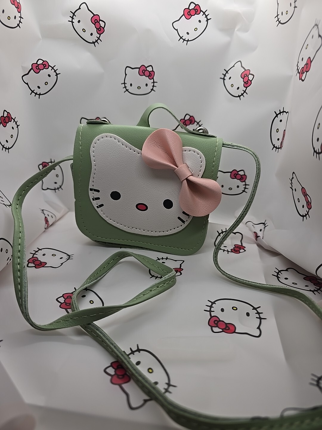 Mini Leather Green Hello Kitty Purse