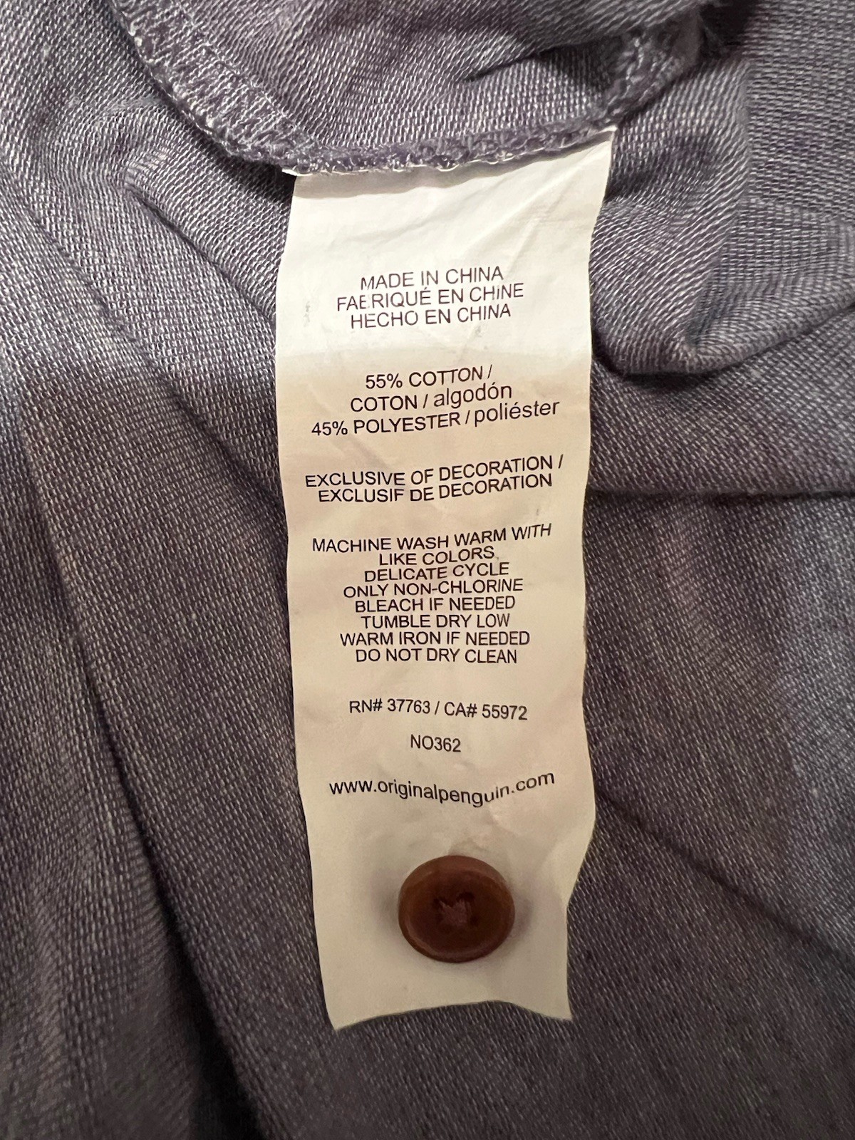 Penguin Munsingwear long-sleeve henley gray marl fabric 3-button placket Men’s M