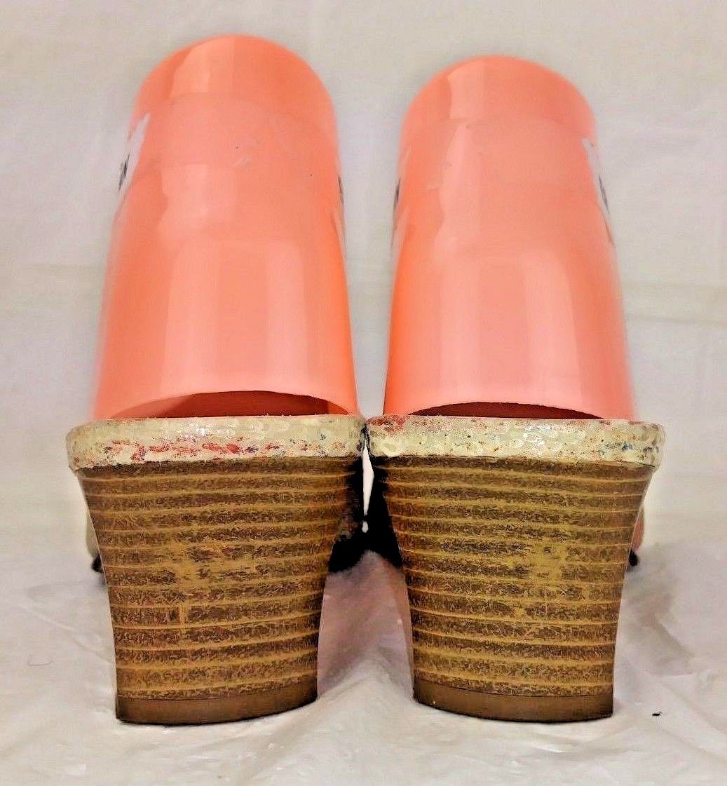 Peter Kaiser Womens 7.5 Sandals Heels Striped Textured Leather Mules Y2K 2029