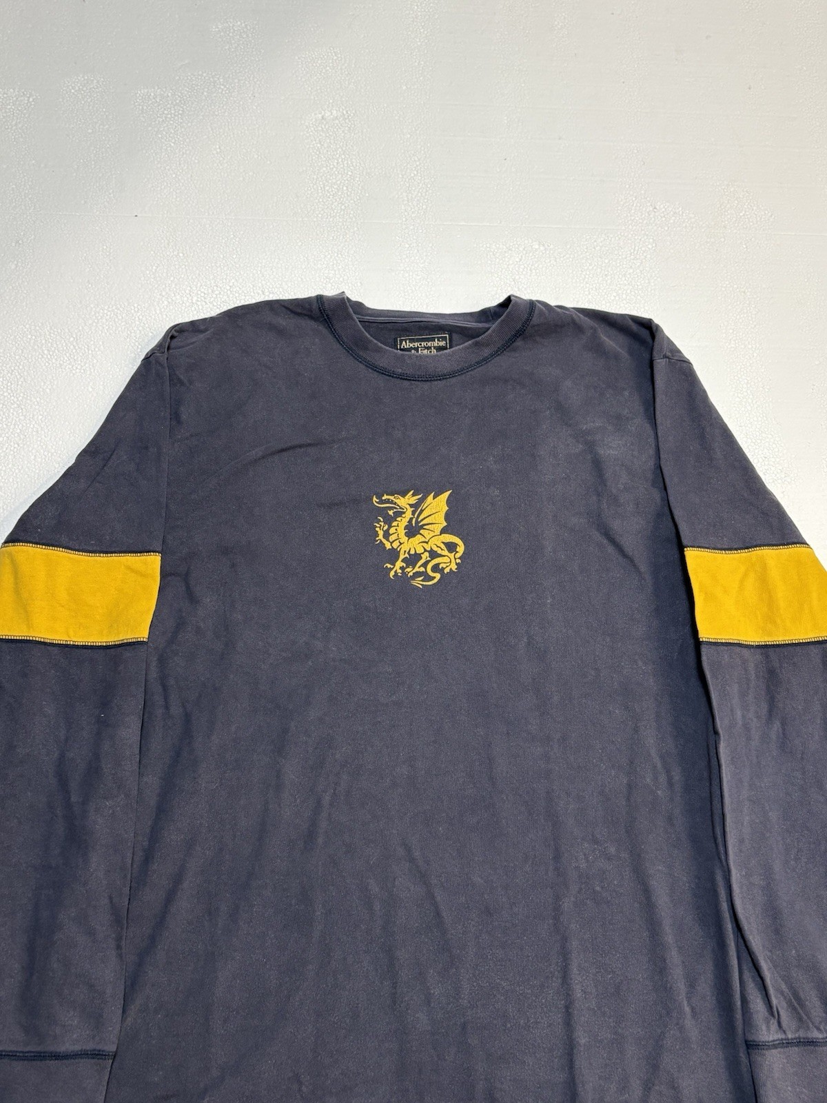 Abercrombie & Fitch Logo Men’s XL Navy Yellow Long Sleeve T-Shirt