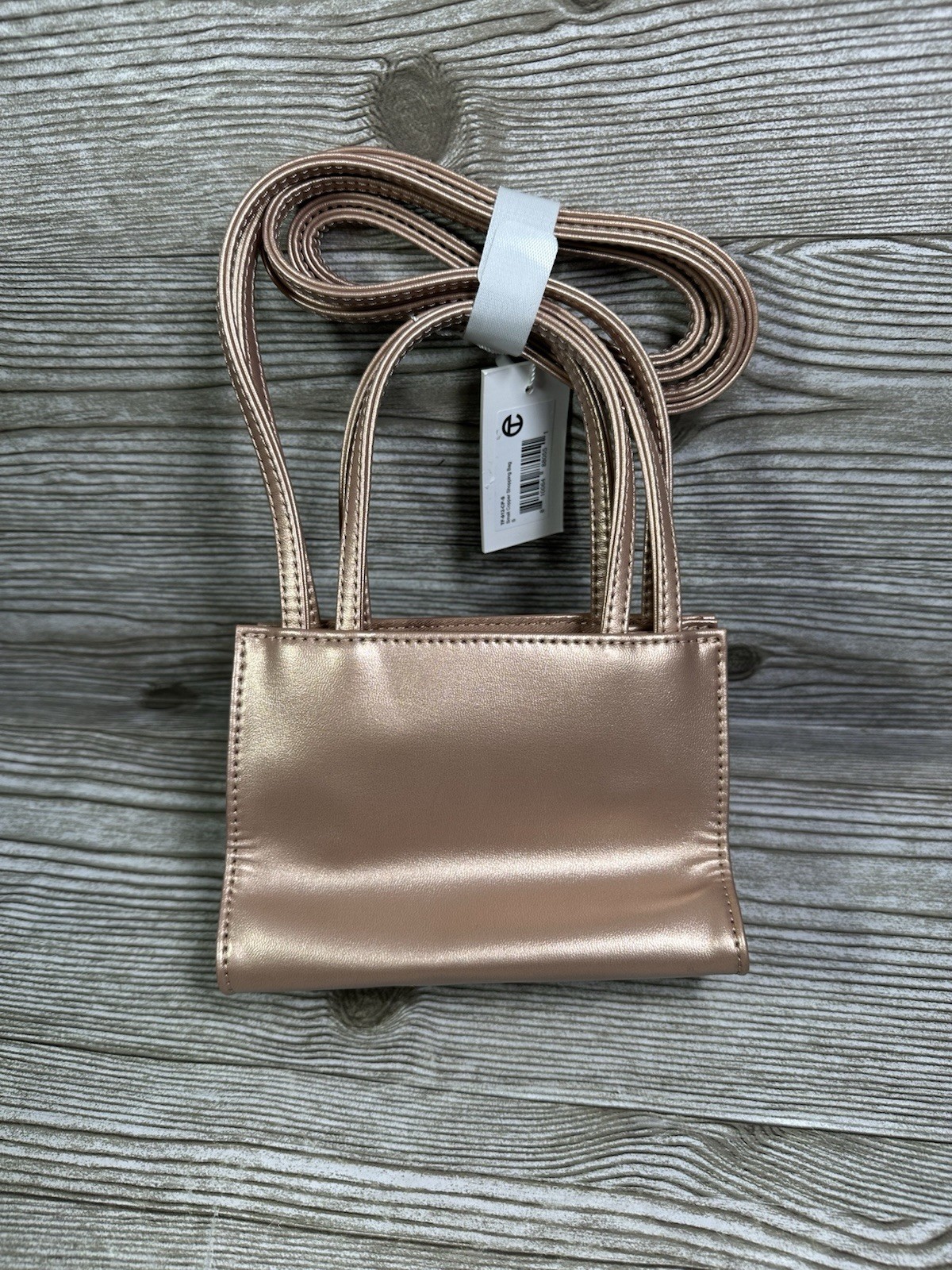Telfar Small Vegan Leather Cooper Metallic Shopping Bag Purse Mini Party Bag
