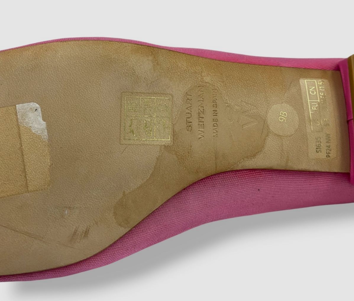 Stuart Weitzman Women’s Pink Arabella Leather Mesh Ballet Flat Shoes Size 9