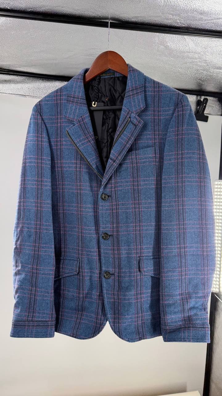 Scotch & Soda Men’s Herringbone Blazer Blue Plaid Multisize Wool Jacket NWT $375