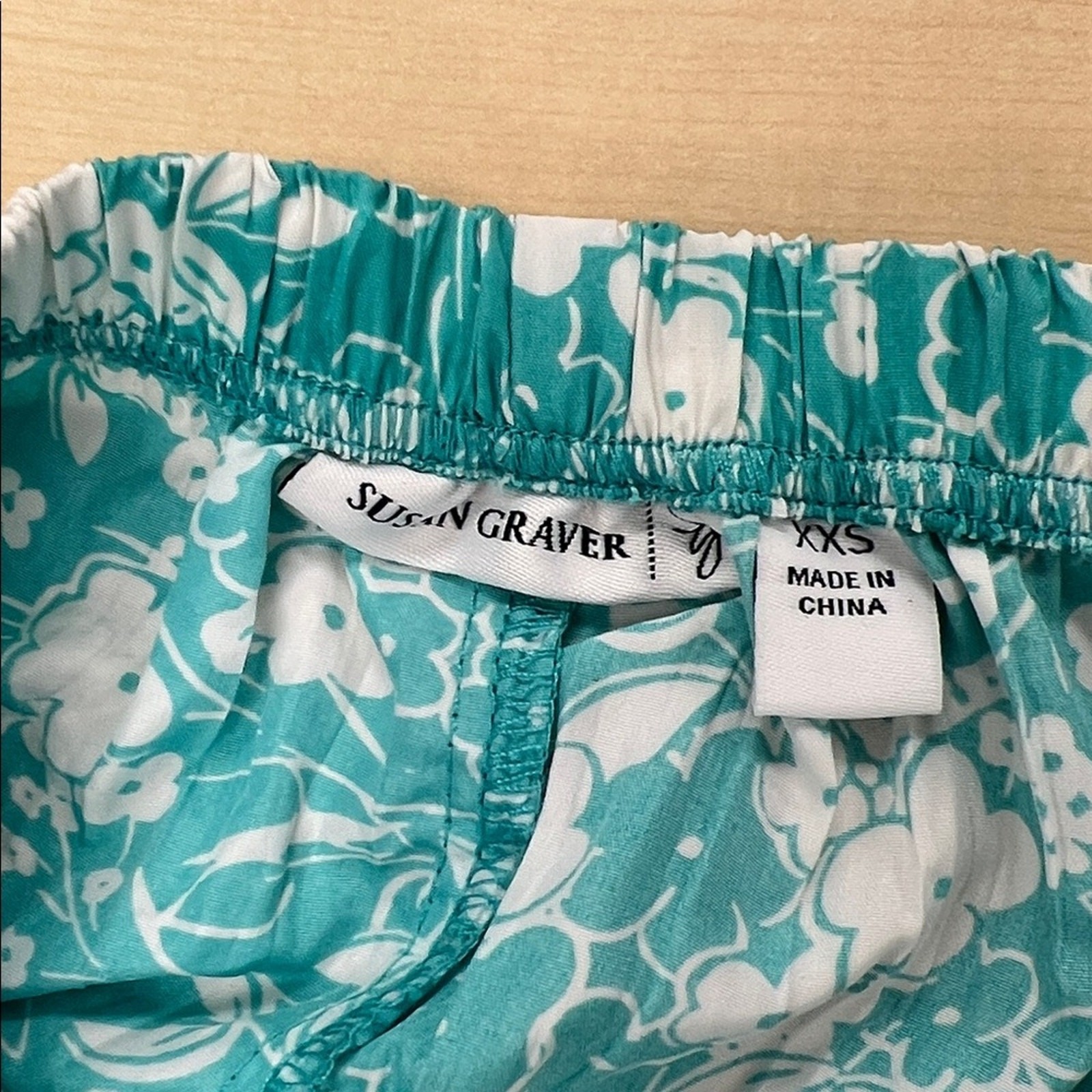 Susan Graver flare tiered patchwork floral midi skirt turquoise and white XXS