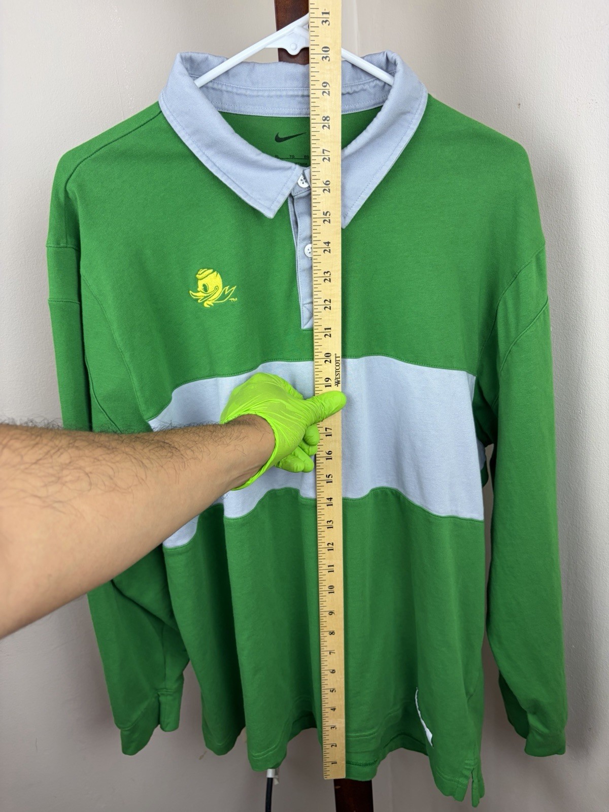 Nike Campus Collection Oregon Ducks Striped Piqué Polo Shirt Men’s XL LS Logo