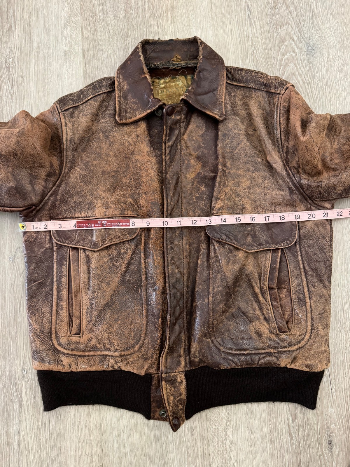 vintage 50s Steerhide Leather Bomber Jacket M Teacore Faded Patina 40s Horse
