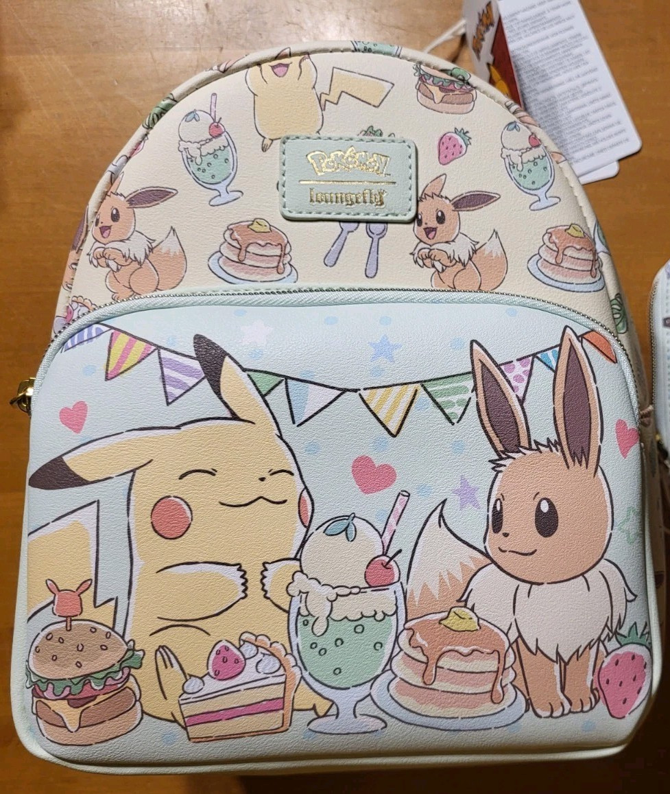 Pokemon Loungefly Pikachu Eevee Cafe Food Mini Backpack Bookbag