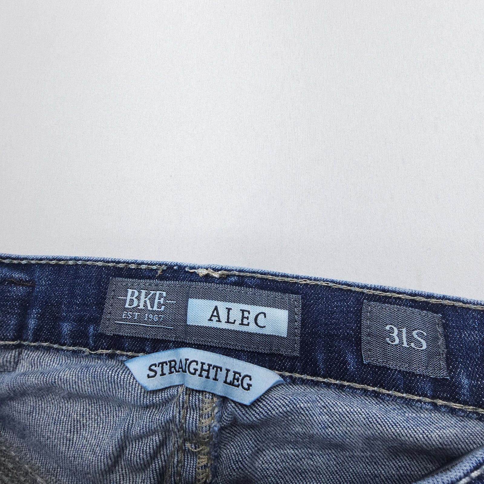BKE Buckle Alec Straight Jeans Mens 31 S Dark Wash Blue Stretch Western 29″ Insm