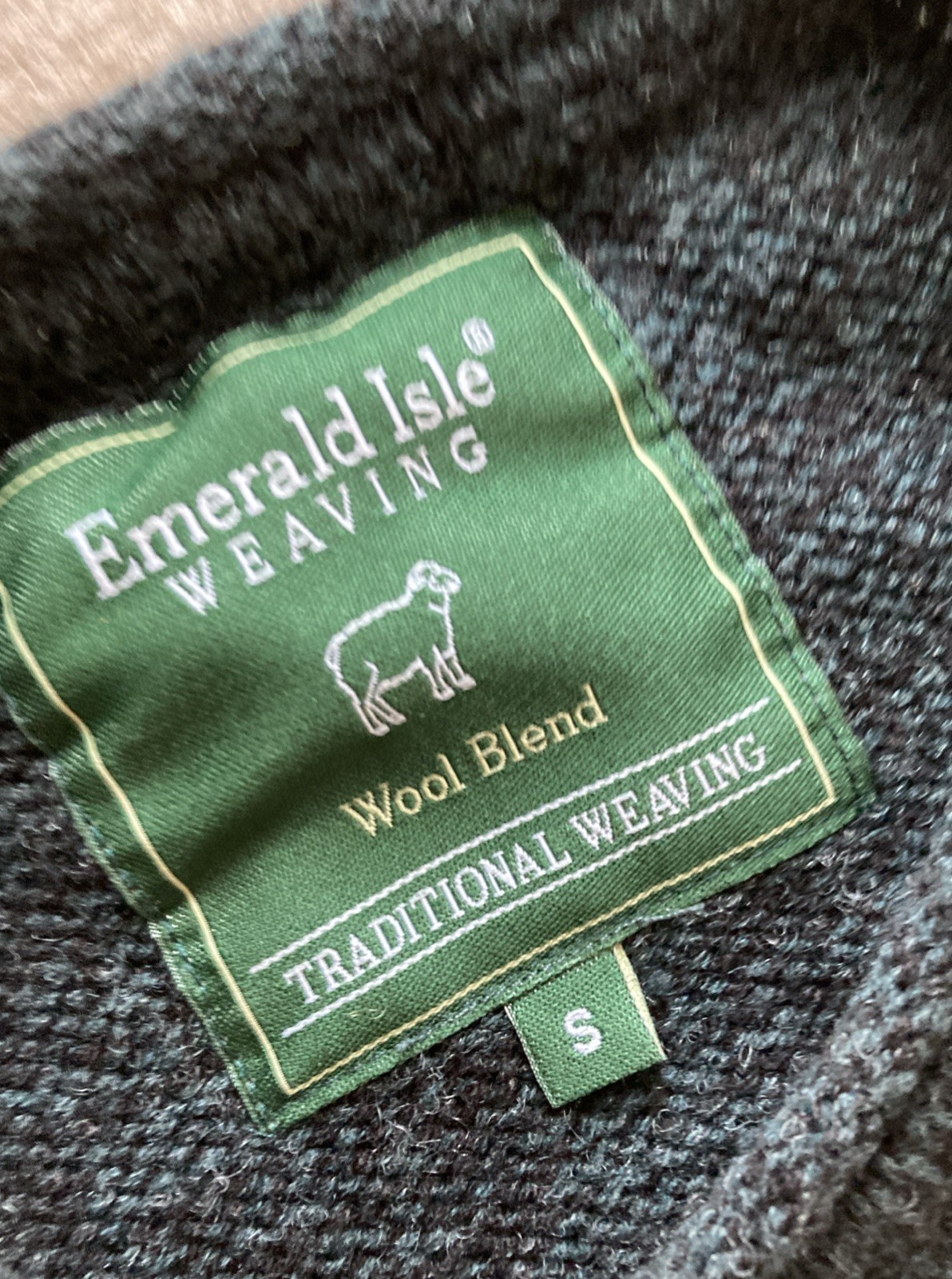 Emerald Isle Dingle Wool Blend Sweater Mens Sz S Blue Cable knit Fishermen