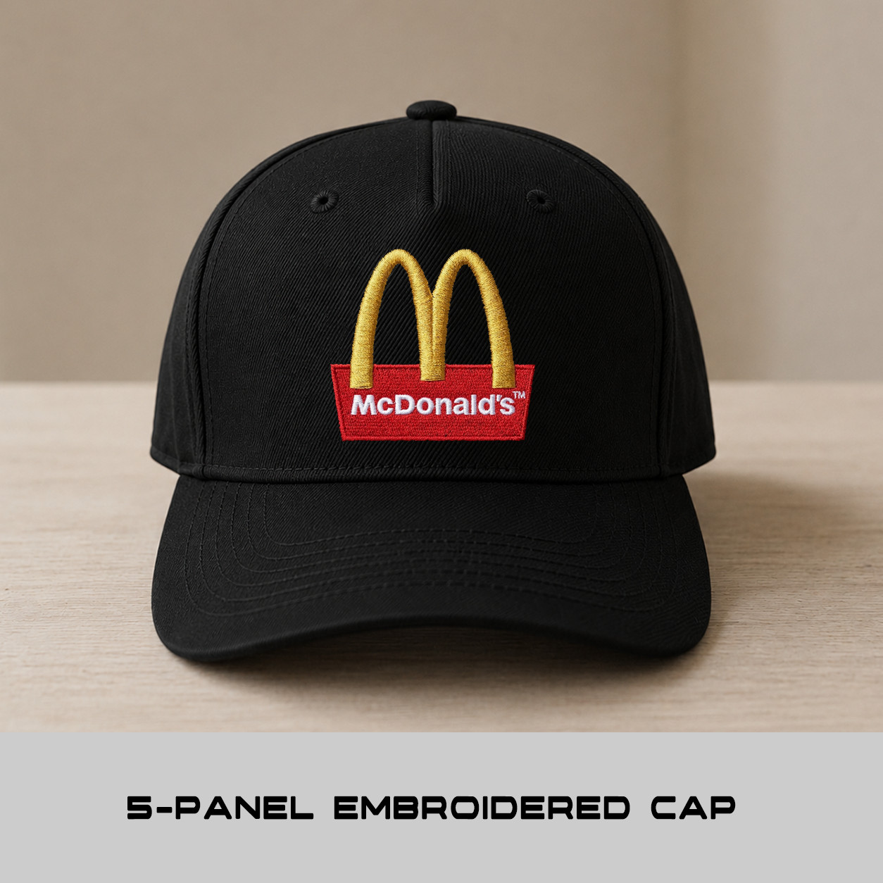 McDonalds Style Logo Embroidered Snapback Cap Adjustable Unisex Casual