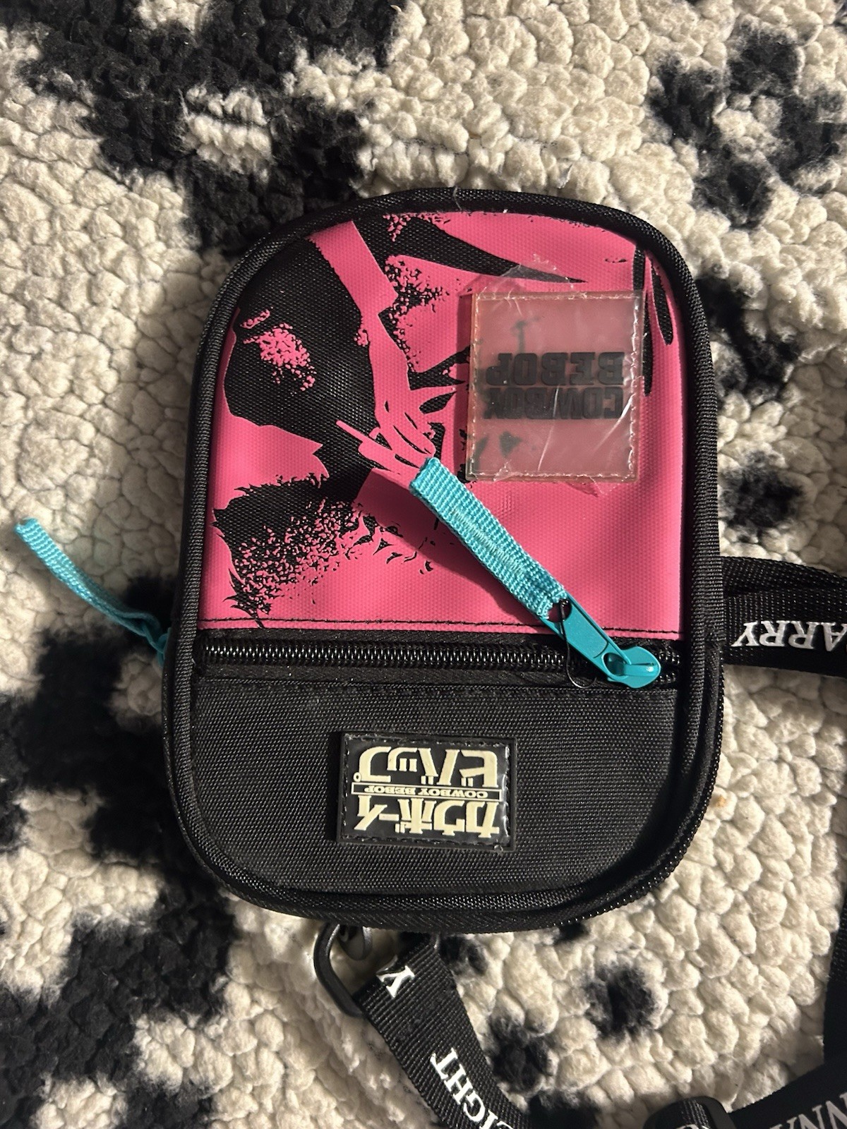 Cowboy Bebop Mini Crossbody Bag Anime Shoulder Pouch Pink Black Adjustable Strap
