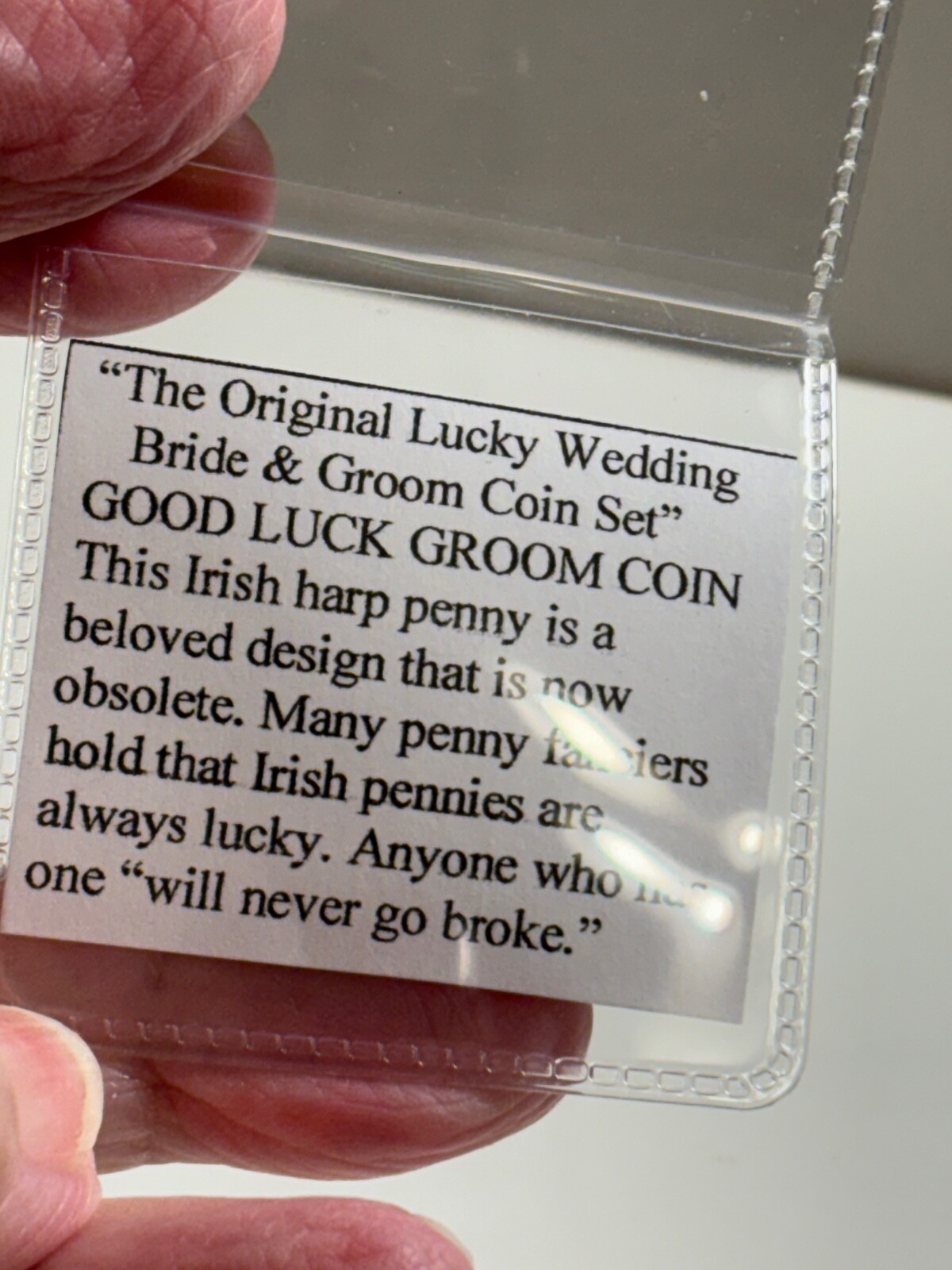 Lucky Wedding Coin Set Real Irish Sixpence Bride +Harp Ireland Penny Groom Cent