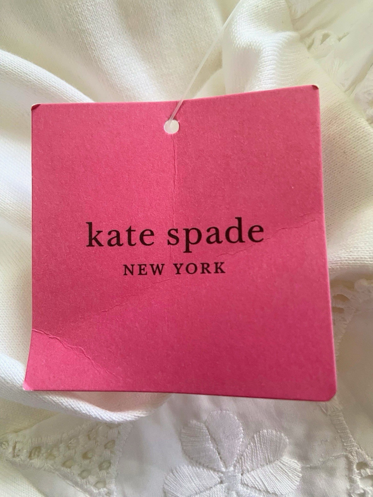 Kate Spade New York Mixed Media Knit Dress Fresh White Eyelet Medium NWT $248