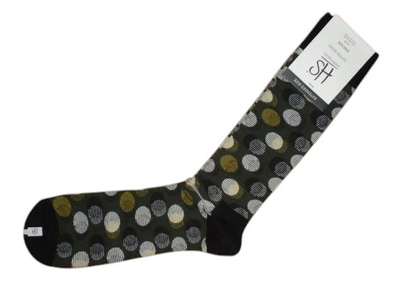 HS by Happy Socks Mens King Size Extended Fit 13-16 Polka Dots Olive NWT