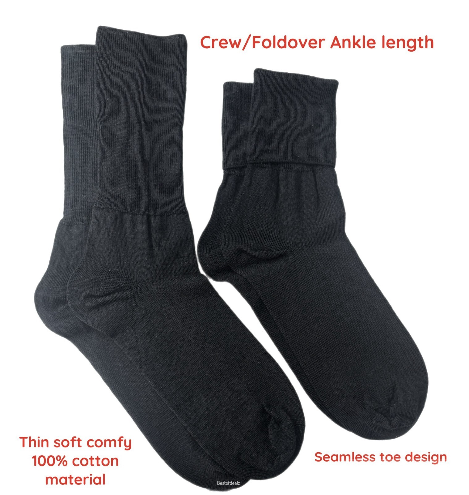 Buster Brown 100% Cotton Anklet Socks 6 Pairs Black White No Elastic Sz Opt