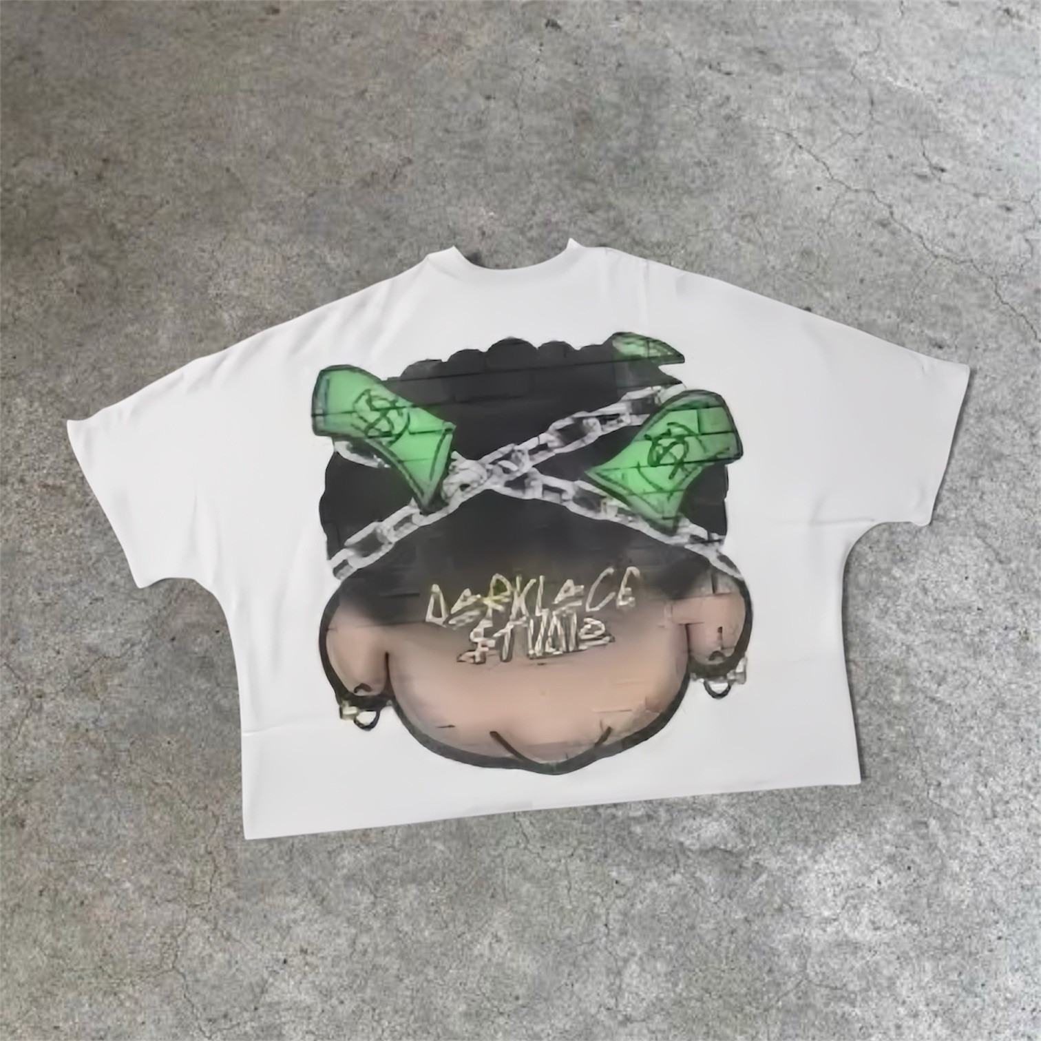 White and green graphic tee with money design #money #graphictee #streetwear