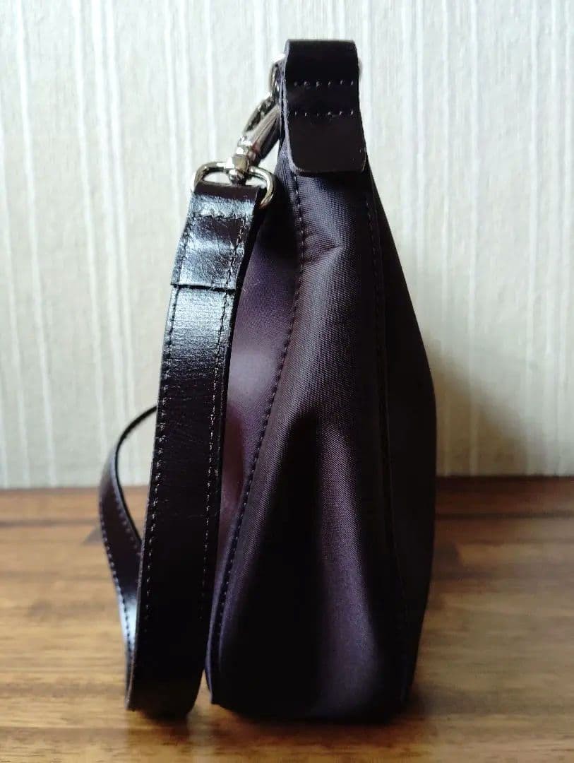 Good Condition Longchamp One Shoulder Bag Half Moon Shape 2WAY Dark Brown
