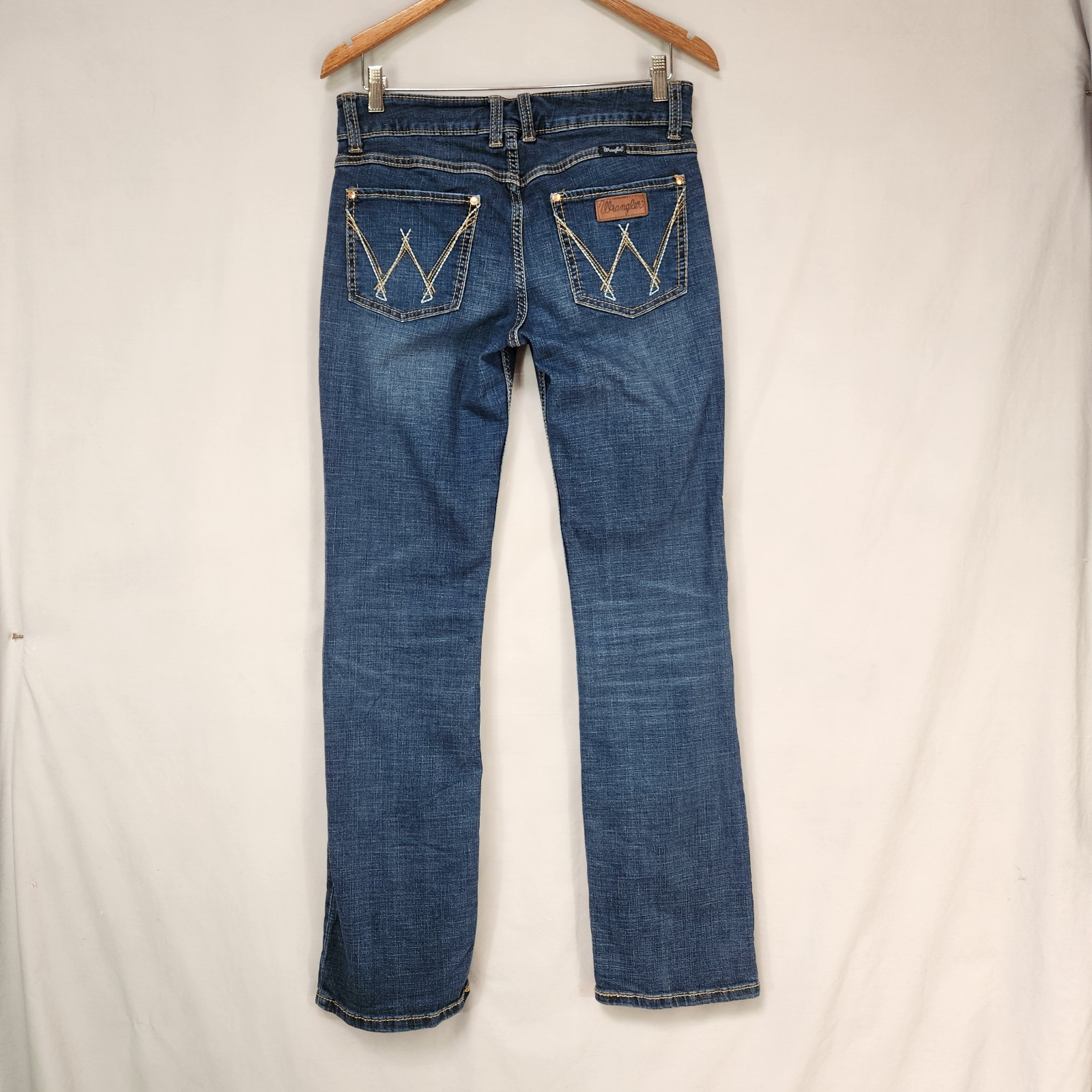Wrangler Womens Bootcut Jeans Size 7×34 Blue Denim Mid Rise Western Y2K