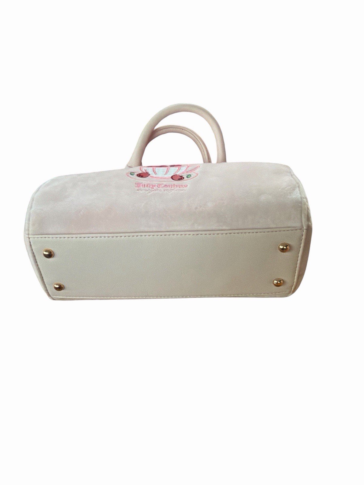 Juicy Couture Sweet Tea Party Satchel Crossbody Bag Pink Clay Embroidery Cherry