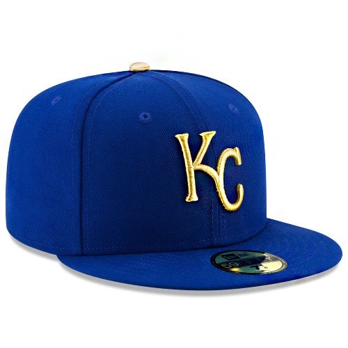 New Era Kansas City Royals Blue Fitted Hat MLB 2017 Authentic ALT Gold logo Cap