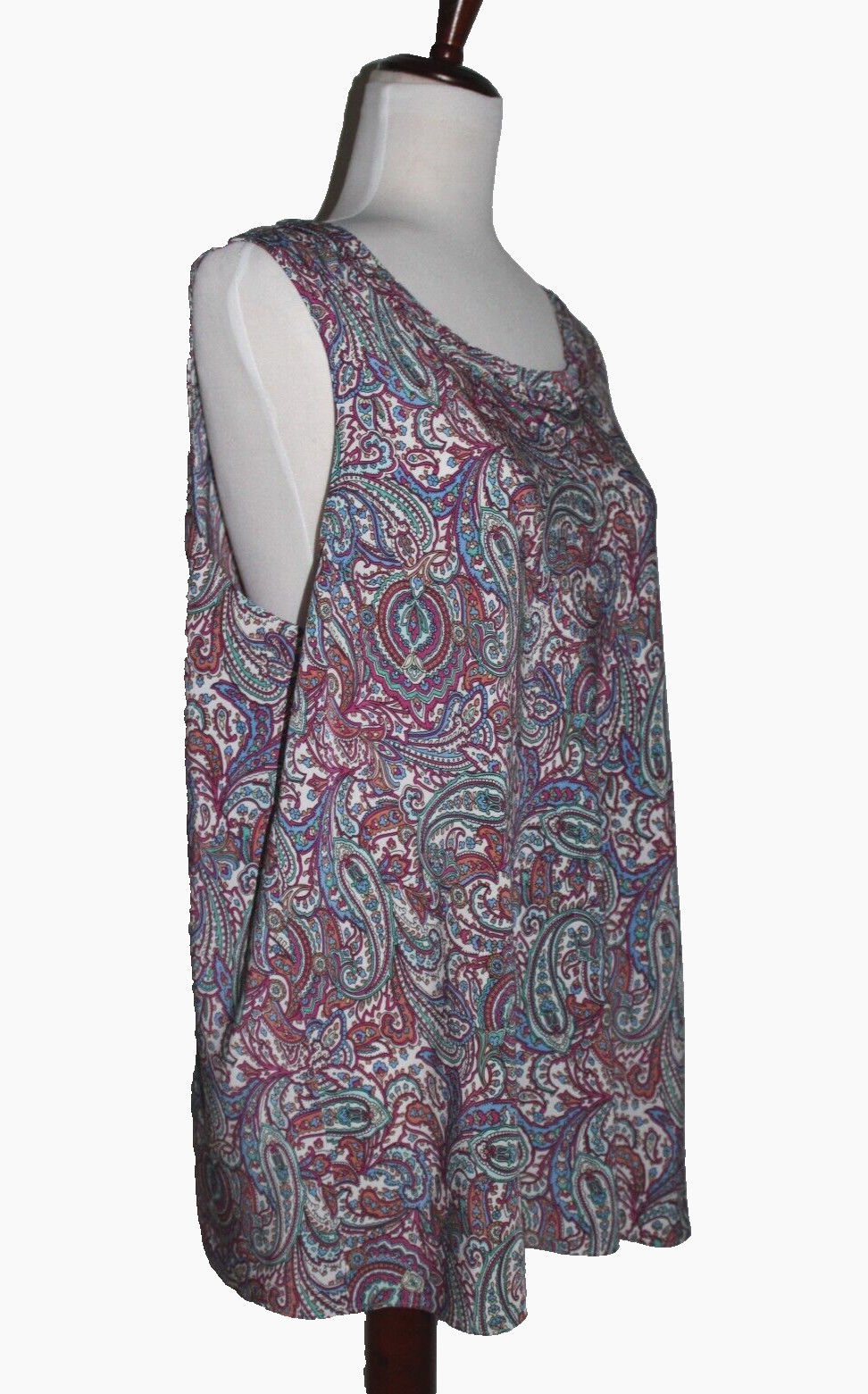 Talbots Paisley Tunic Sleeveless White with Multi Color XL