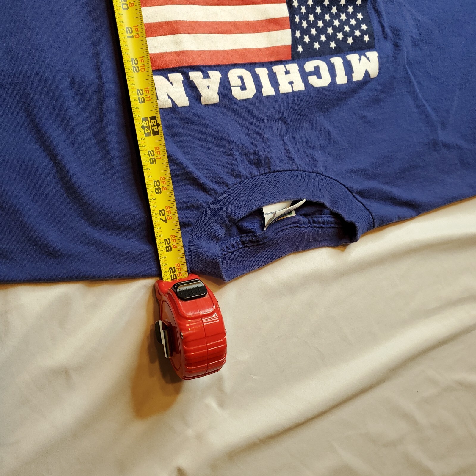 Vintage Discus Athletic T-shirt Michigan USA Mens 4XL Blue Flag 30Wx29L