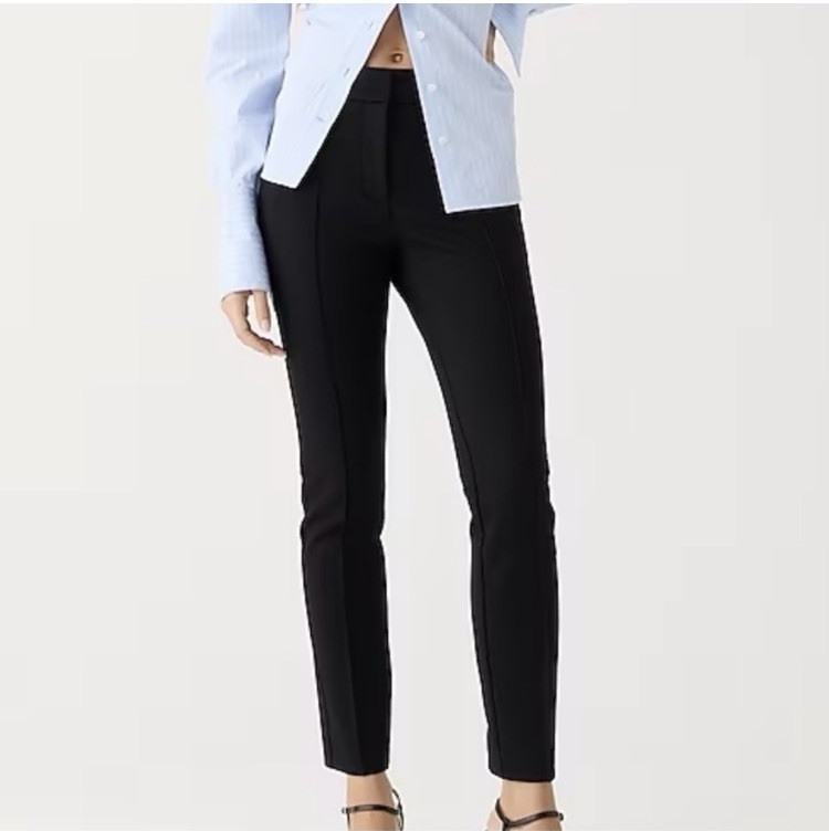 J. Crew Mario Bellucci Italian Cropped Ankle Pants Black Front Leg Seam Sz 2