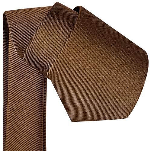 Branduce 3.15″（8cm） Men’s Solid Color Formal Woven Necktie + Gift Box Brown