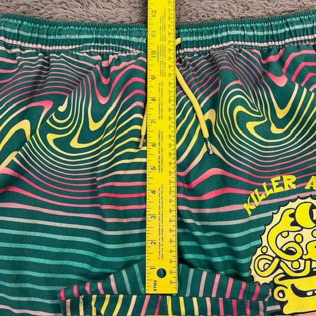 Killer Acid Board Shorts Mens Size XL No Bad Trips Green/Yellow Swim Santa Cruz
