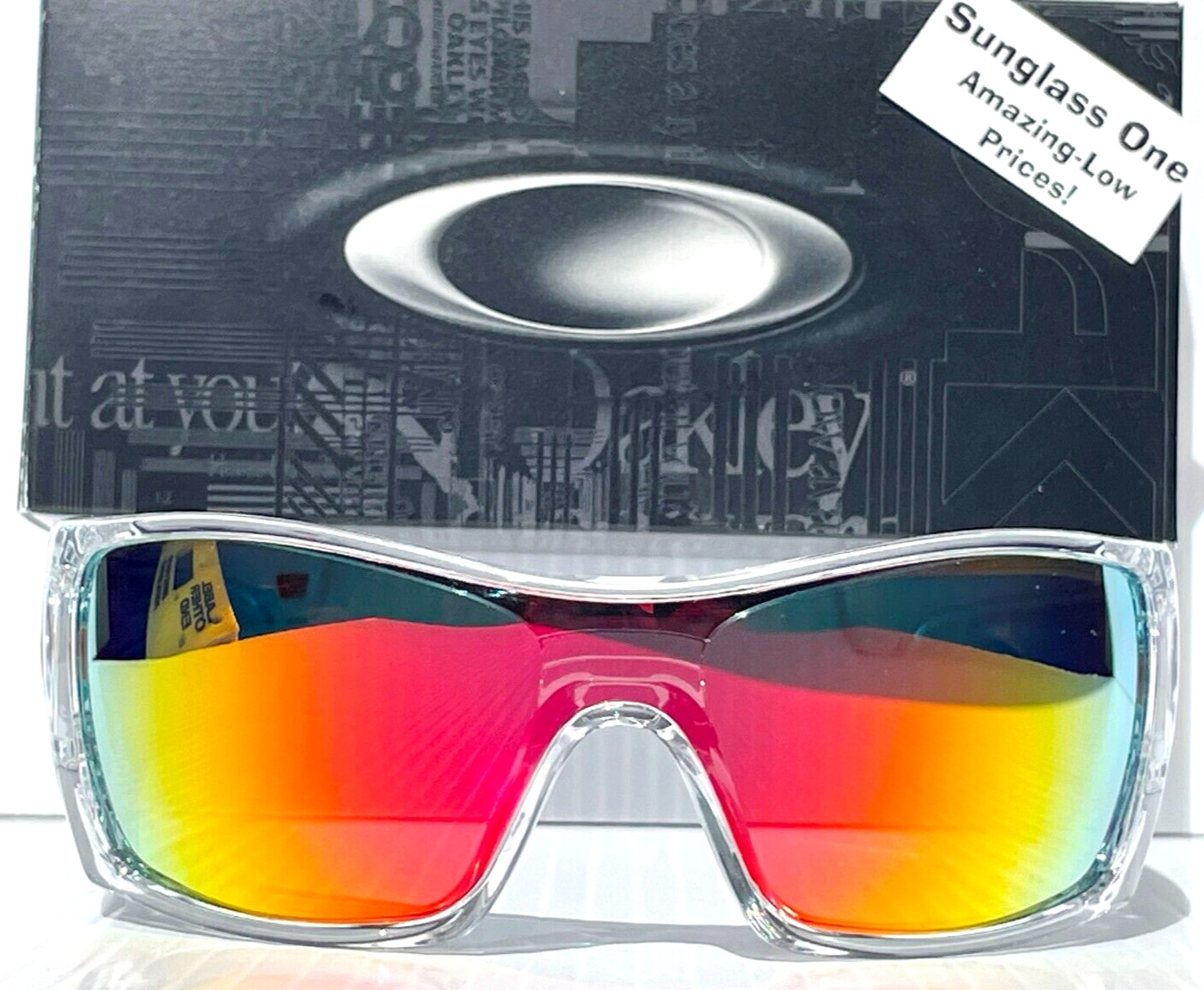 NEW Oakley BATWOLF Clear Orange Icon POLARIZED Spectra Ruby Lens Sunglass 9101