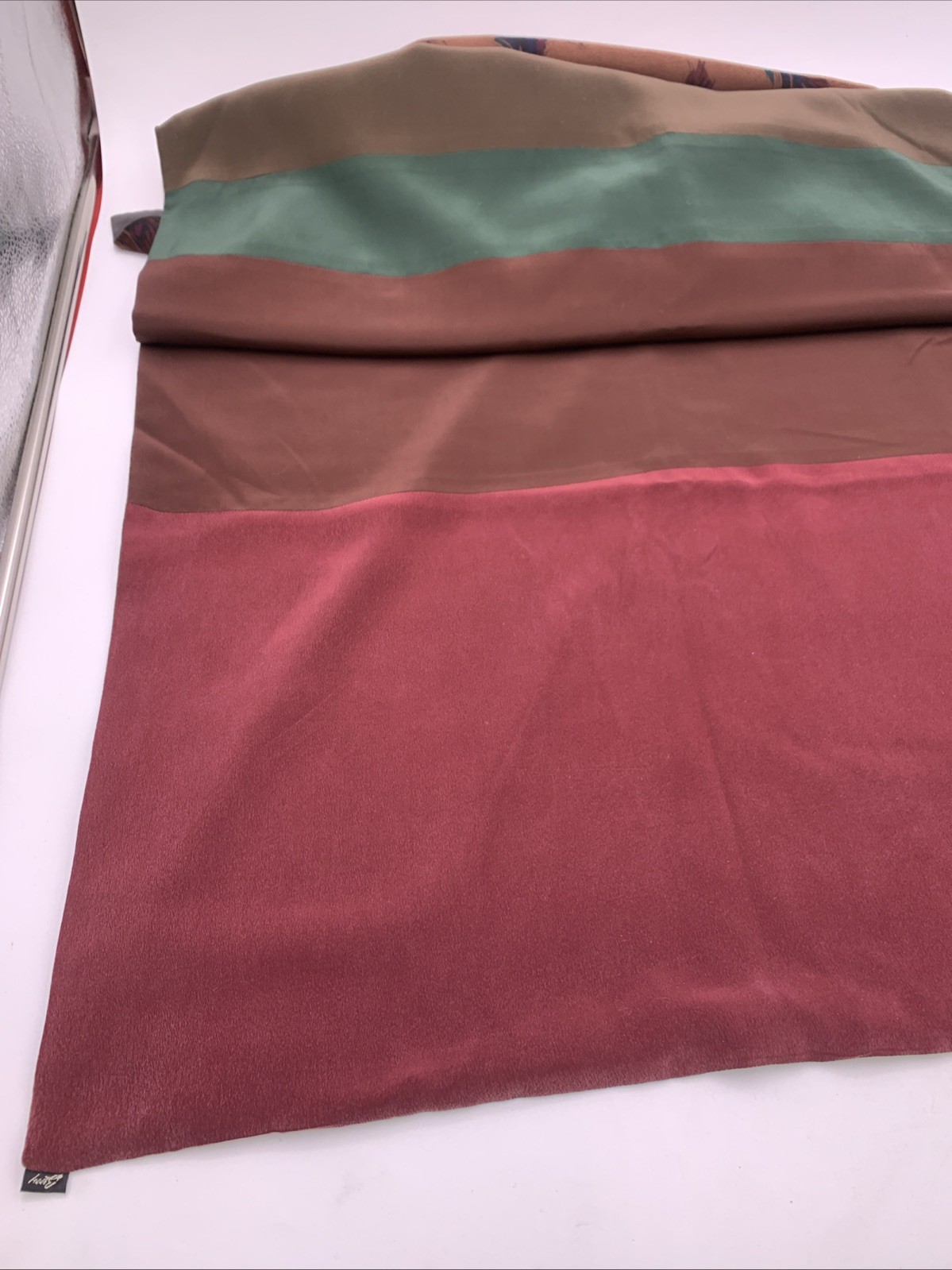 Burgundy Leaf Design Shawl Brown Blue Tan Gray Black Green 26 1/2″x91”Reversible