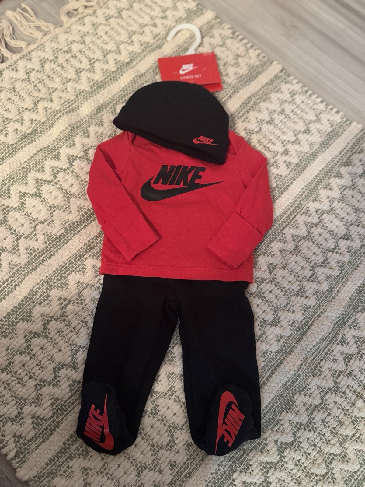 Nike Infant 3 Piece Set- 3 Months Long Sleeve Shirt Pants and Beanie