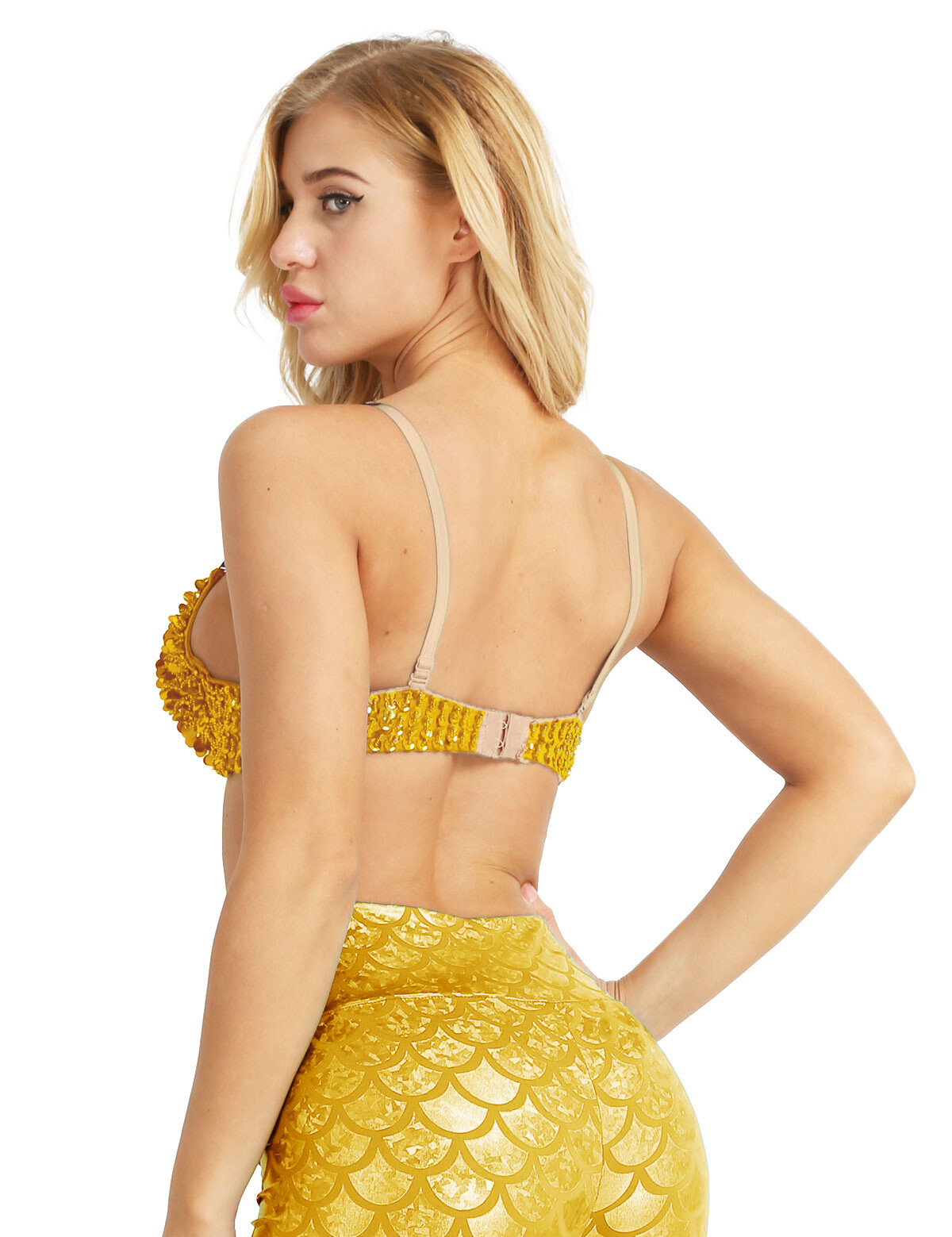 Womens Sequins Sparkle Bra Crop Top Belly Dance Costume Tops Rave Party Clubwear