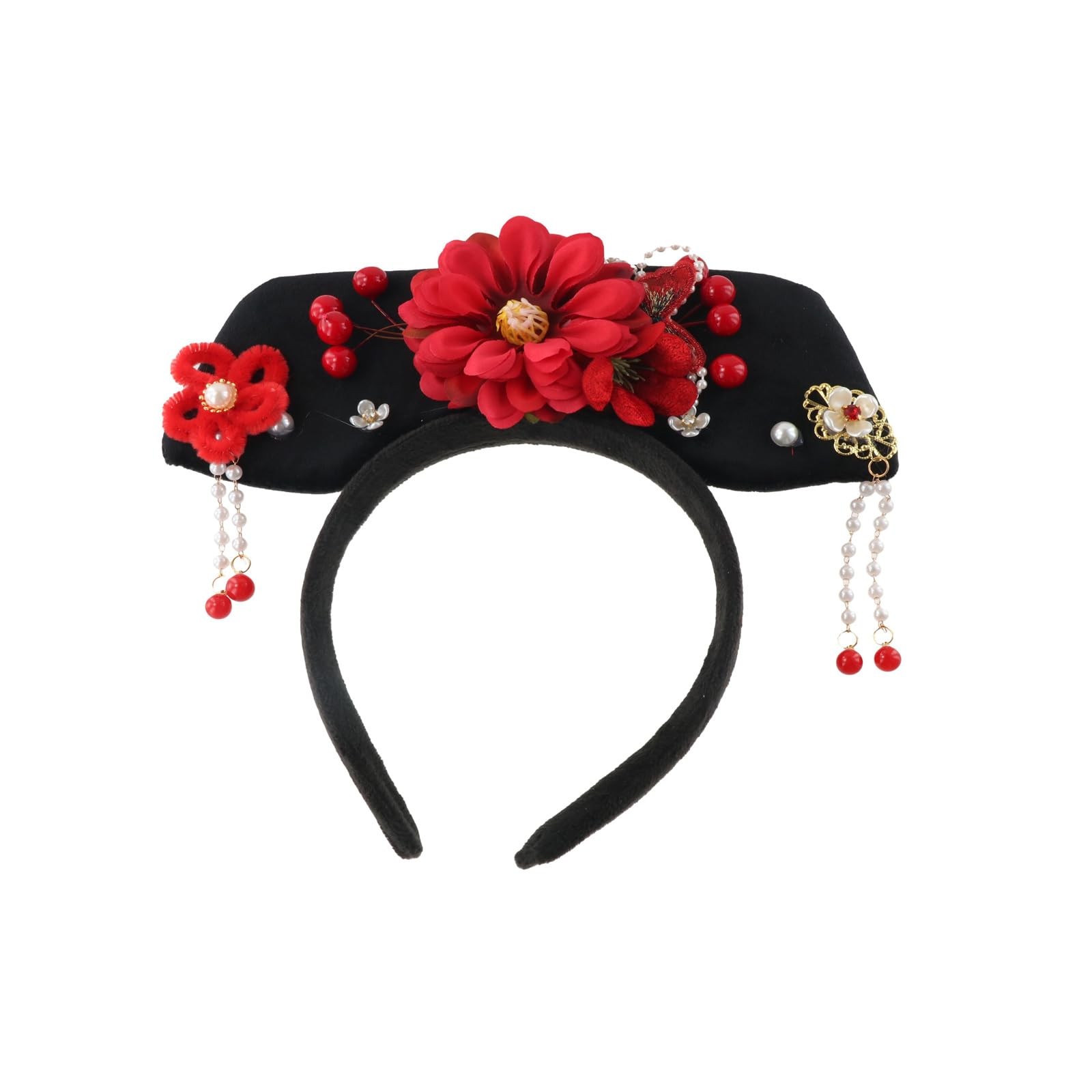 GUEDKIKL Chinese Ancient Hair Hoop Headband, 1 Count (Pack of 1), Red