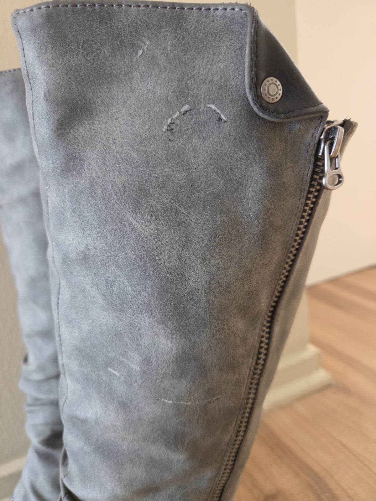 Rieker RiekerTex Gray Mid Calf Boots Women’s EU 37 US 6.5 Side Zip Faux Fur