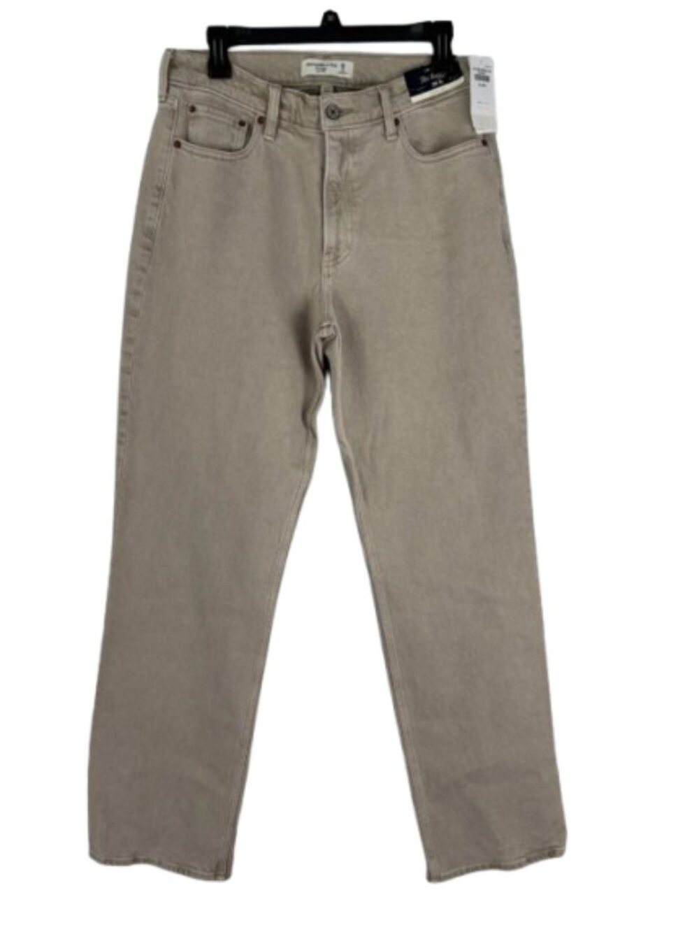 NWT Abercrombie & Fitch Curve Love Low Rise Baggy Jean Cream Color Sz 28/6 Tall