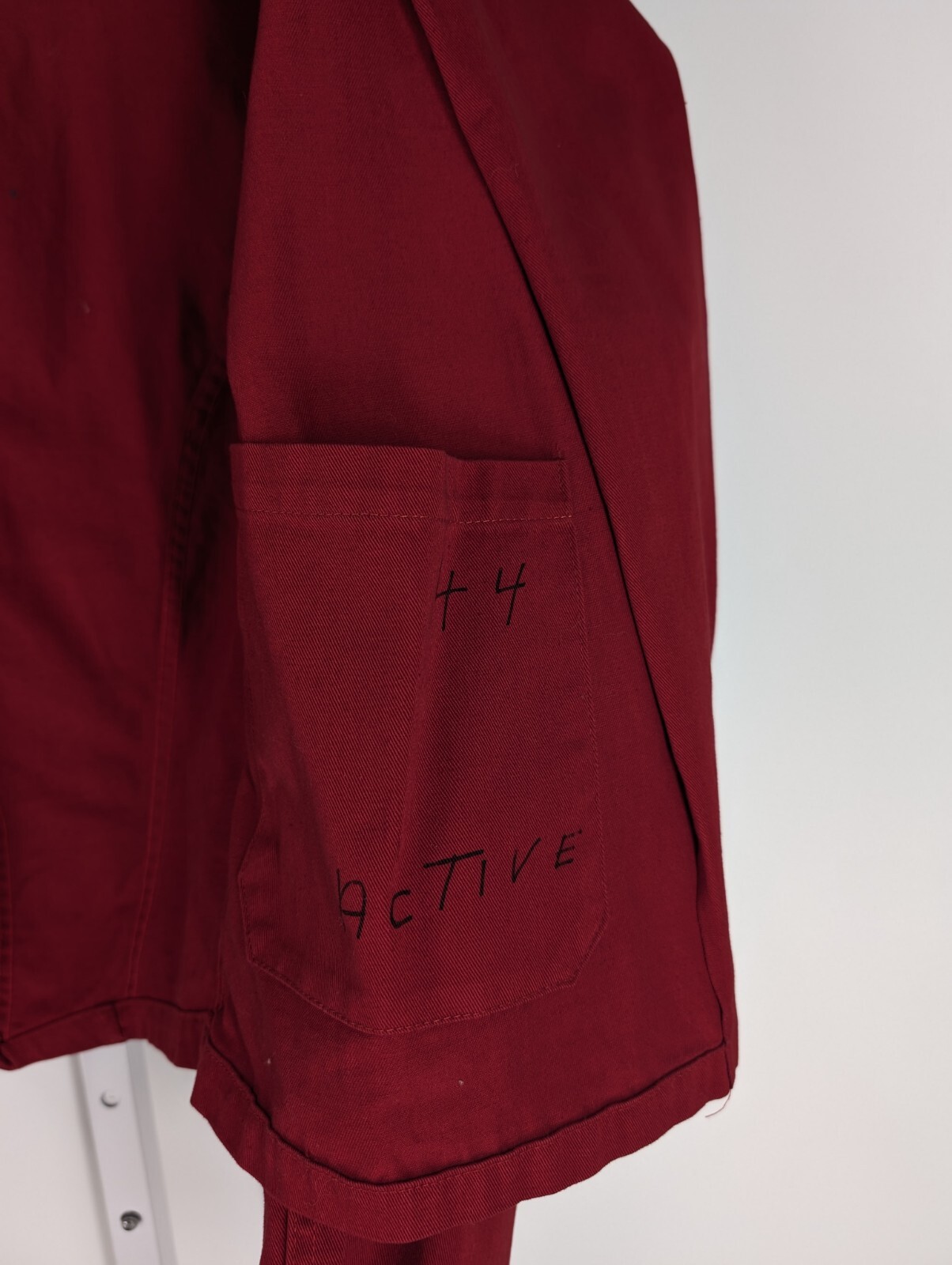 Vtg 60s 70s Twill Denim Red Tuxedo Service Jacket 44 Sanforized Cotton Canvas