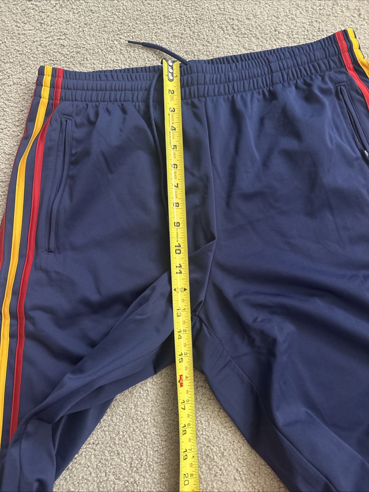 ADIDAS Original Firebird Track Pants Mens Large KD3836 Blue Red Yel Zip Pockets