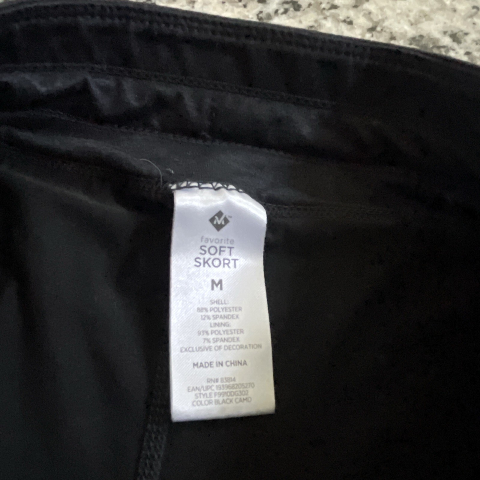 Member’s Mark Favorite Soft Skort Women’s Medium Black Active Skirt Zip Pockets