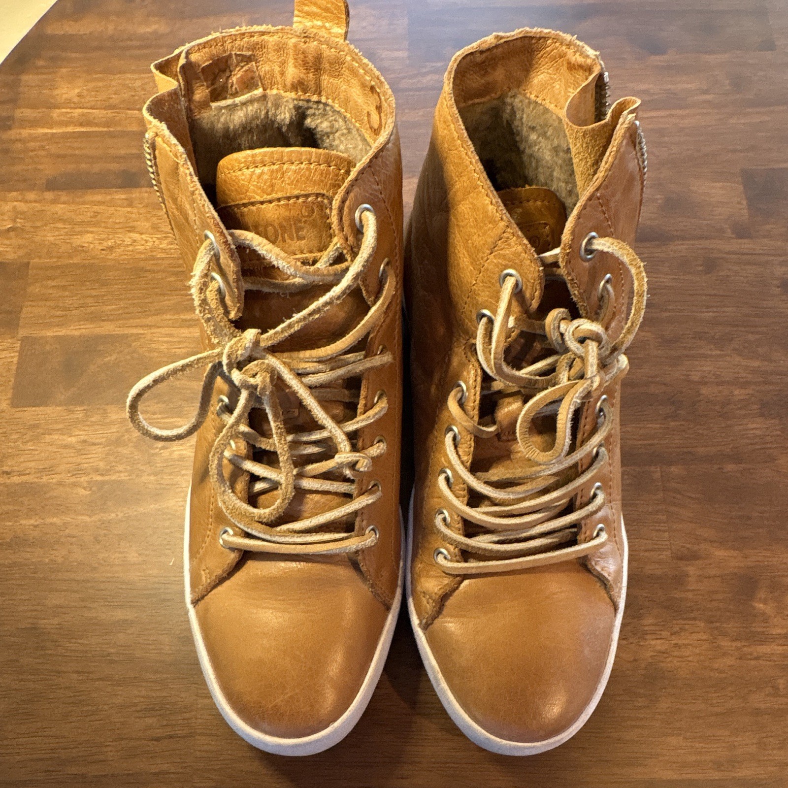 Blackstone Women’s Brown Leather Lace-Up High Top Sneaker Size 36 US 6