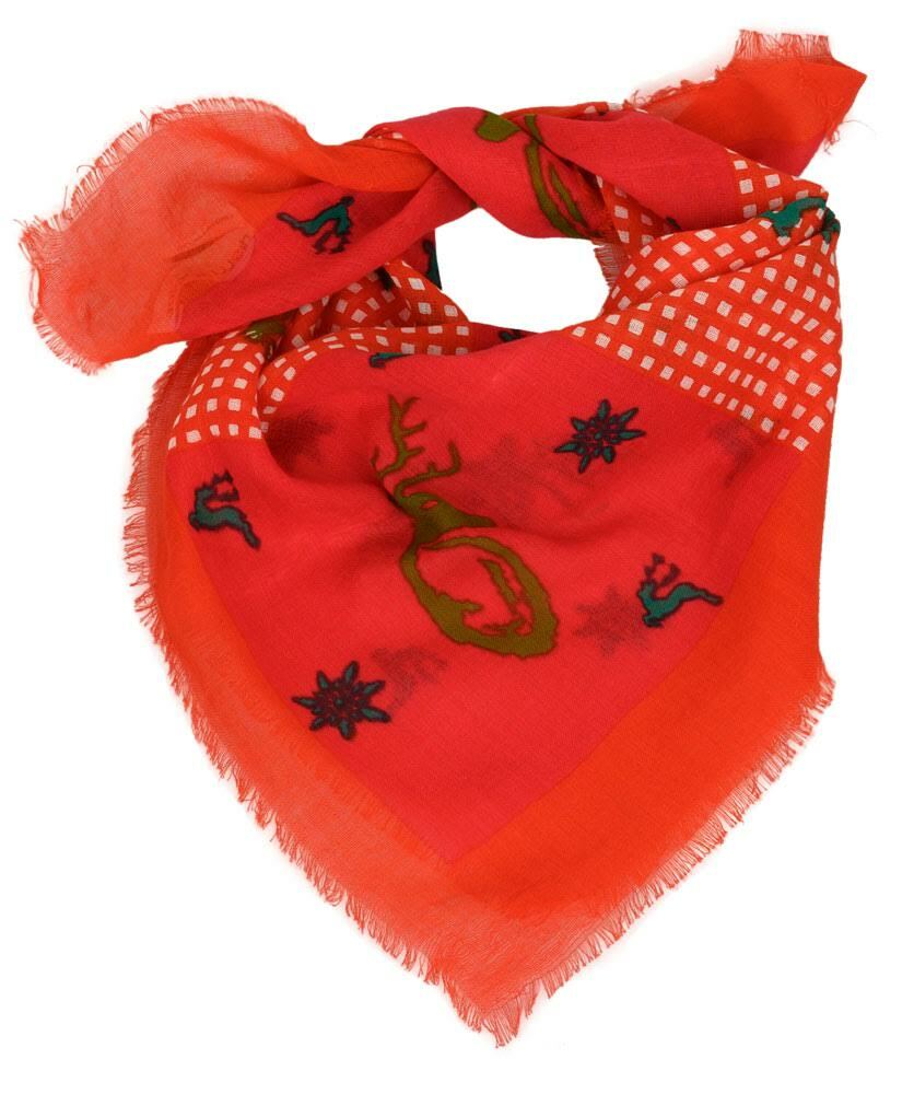 Traditional scarf green orange 100% cotton cotton scarf nicki scarf deer stags