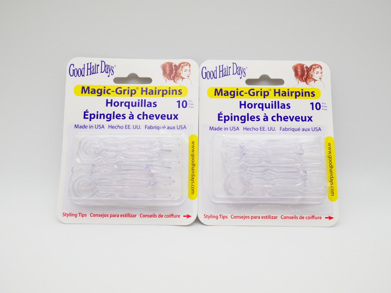 2 x Packs Magic Grip Hairpins 2 1/2″ Clear Crystal (20 Pcs) Good Hair Days
