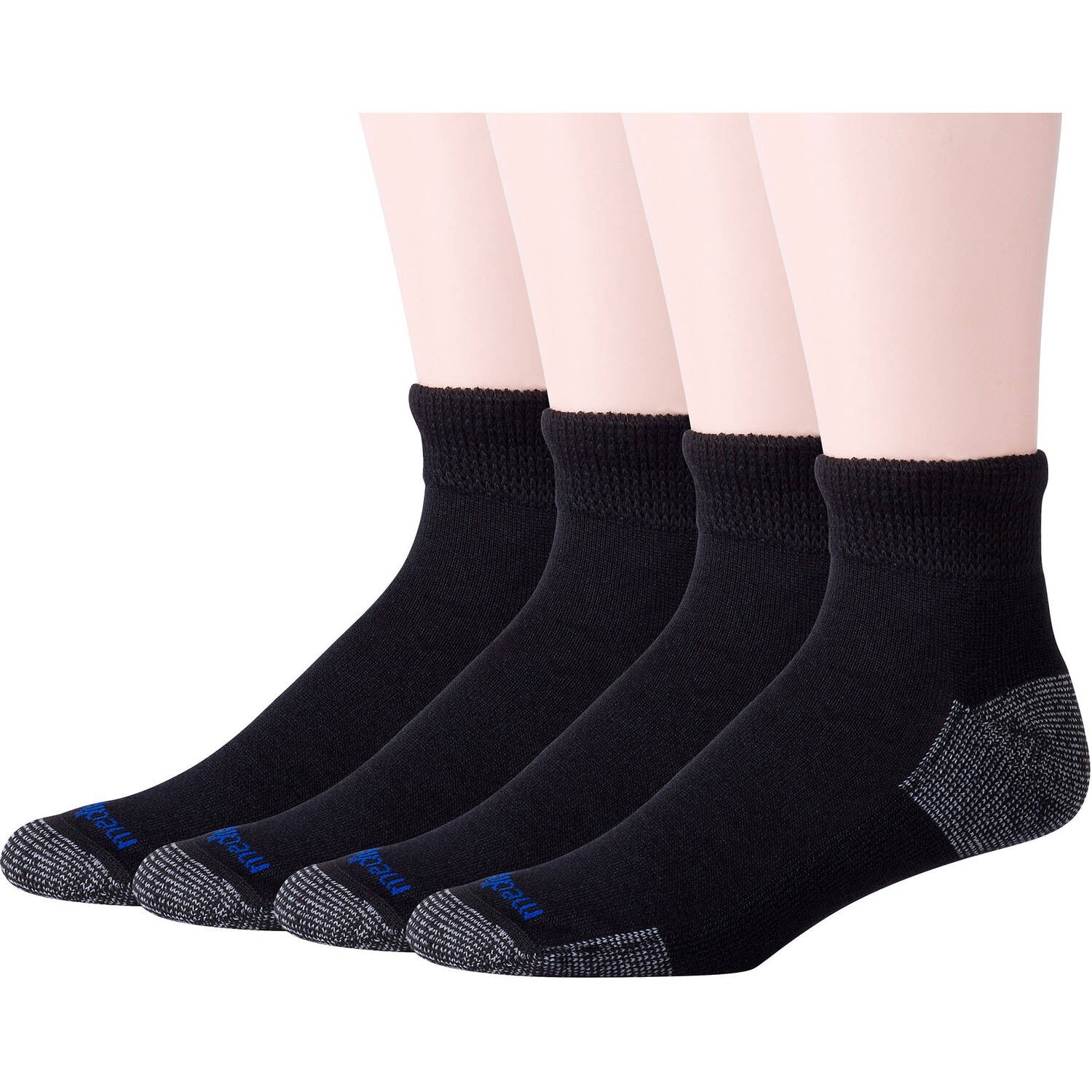 MediPeds Adult Men’s NanoGLIDE® Quarter Cushion Casual Socks, X-Large, 4 pairs