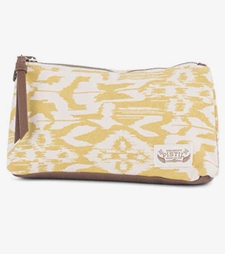 Pistil All Mine Bamboo Chartreuse Ikat Print Pouch NWT