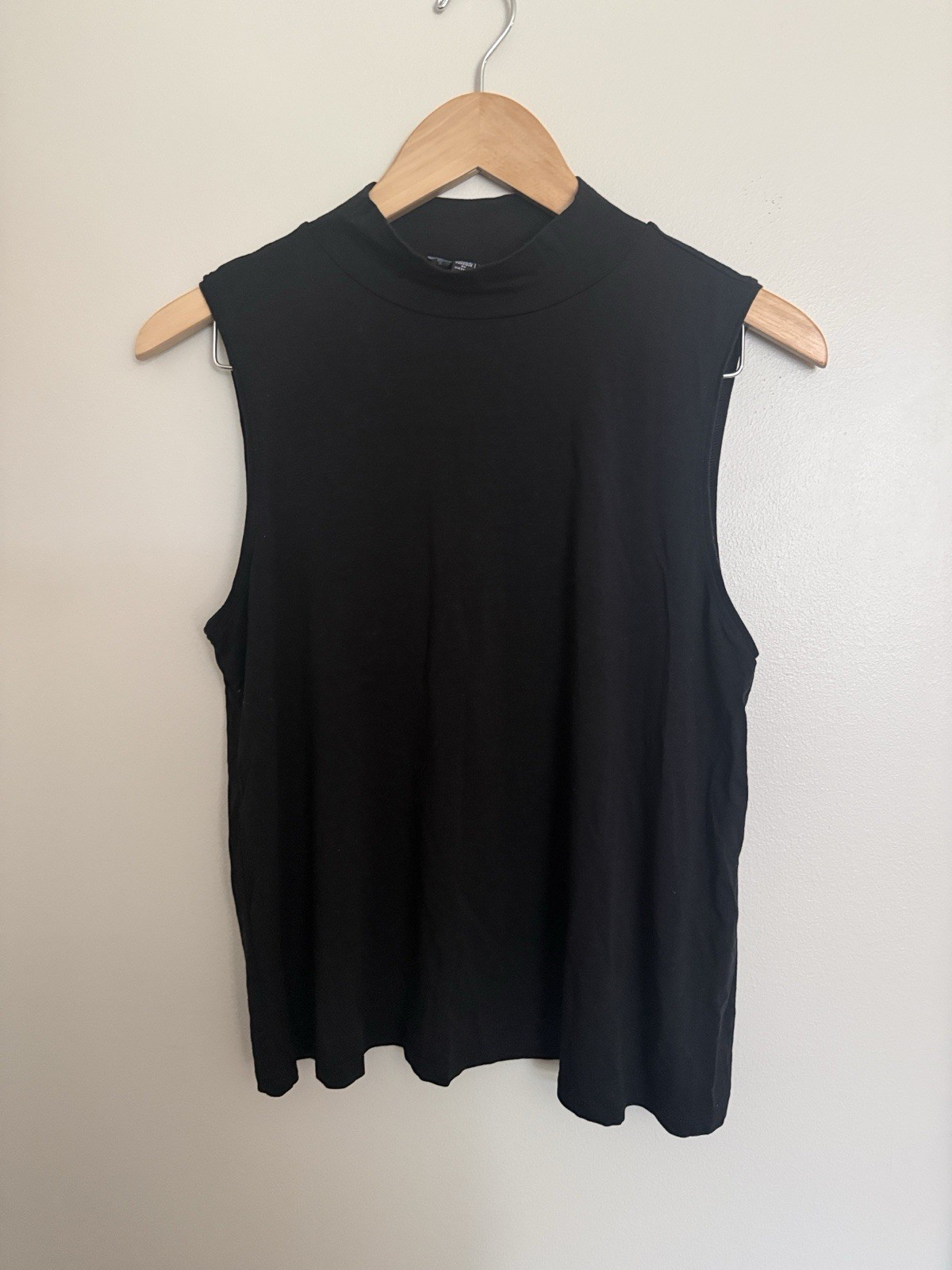 Eileen Fisher Women’s Petite PM Black Solid Mock Neck Sleeveless Tank Top
