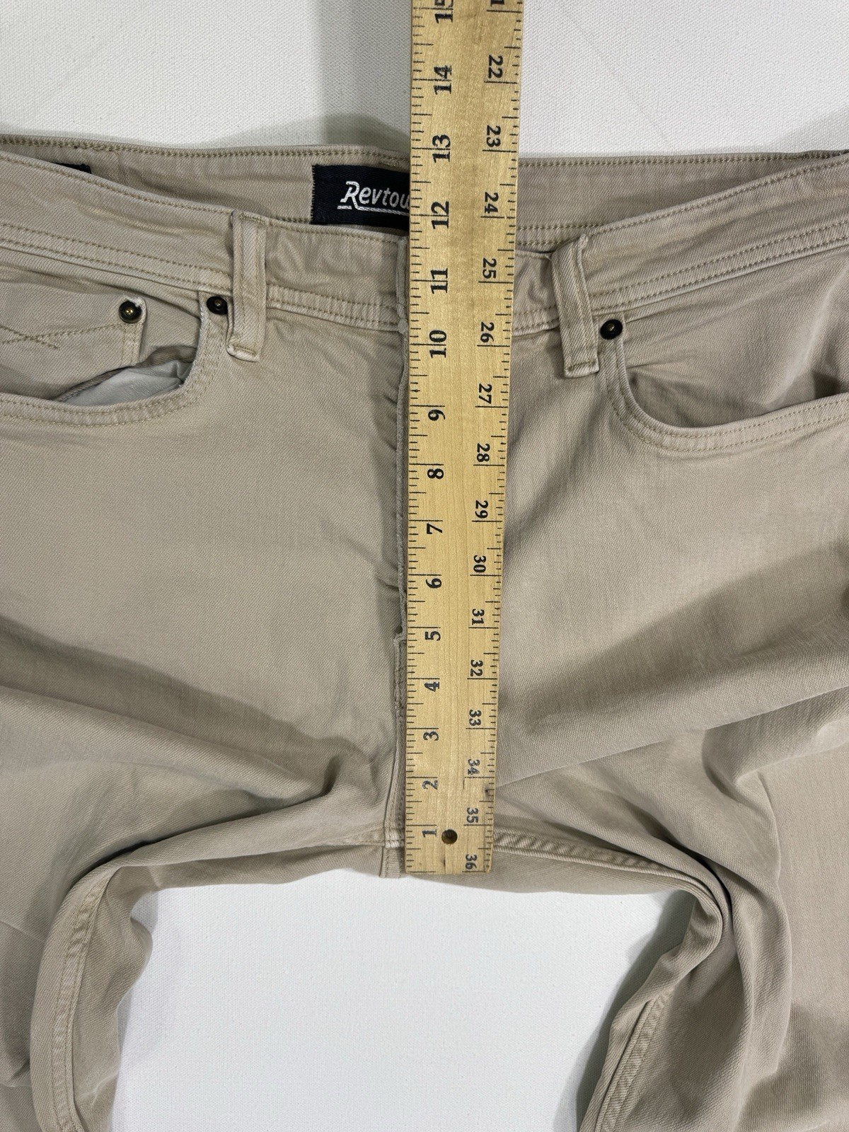 Revtown Jeans Men’s 36×30 (36×29) Sharp Decade Straight Leg Stretch Beige Denim