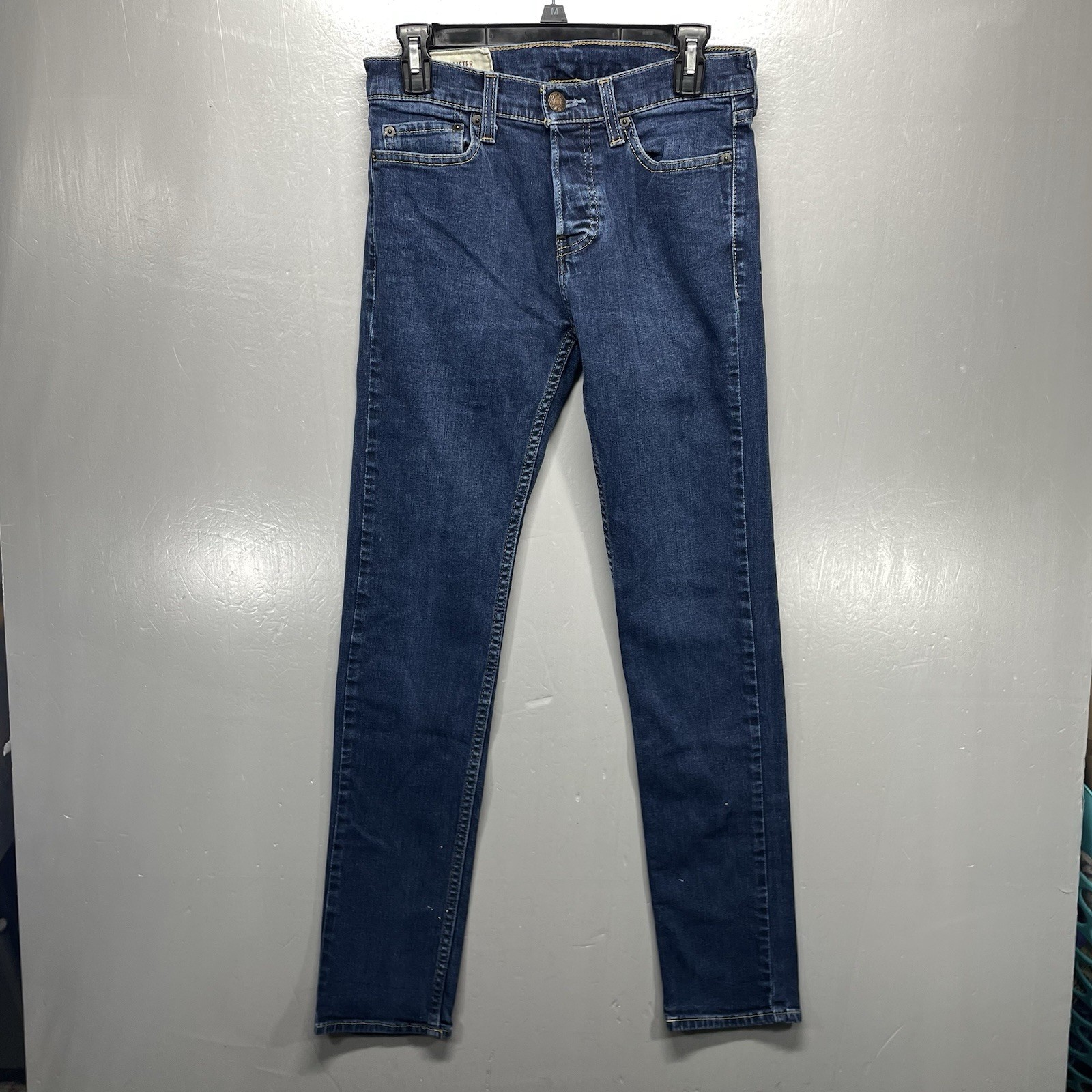 Hollister Skinny Jeans Blue Dark Wash Button Fly 29×32