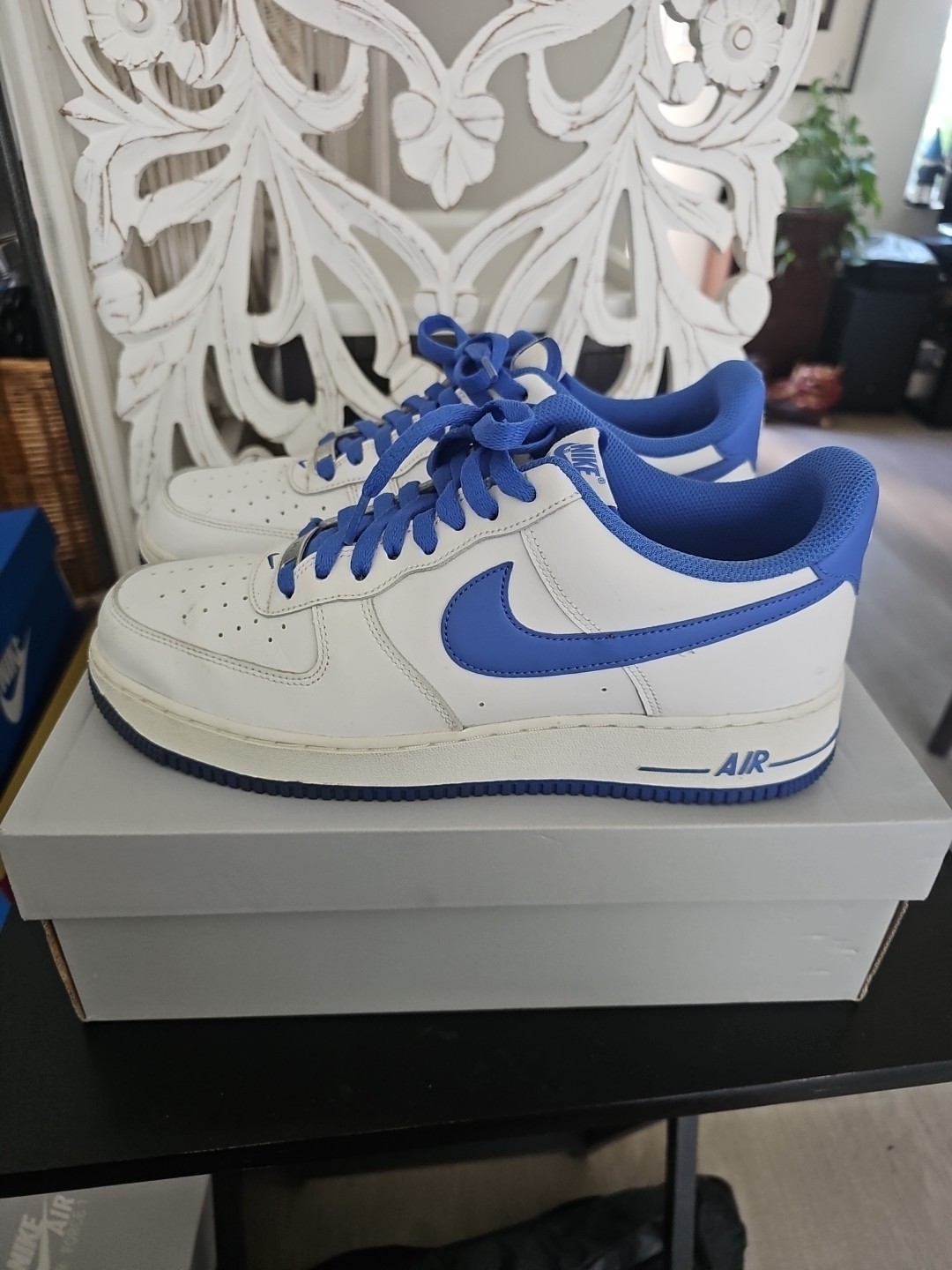Nike Air Force 1 ’07 Low Men’s Sneakers White/Medium Blue, Size 10M, DH7561-104